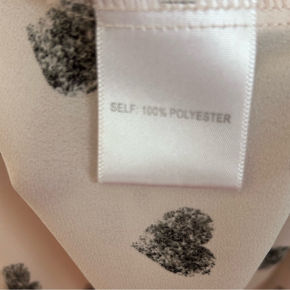 Rose & Olive Sheer Pastel Pink Blouse Top with Black Heart Print 3/4 Sleeves 1X - Picture 6 of 8
